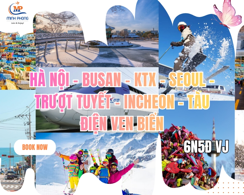 Tour trượt tuyết Hàn Quốc : HÀ NỘI – BUSAN – KTX - SEOUL – TRƯỢT TUYẾT – INCHEON – TÀU ĐIỆN VEN BIỂN 6N5Đ VJ
